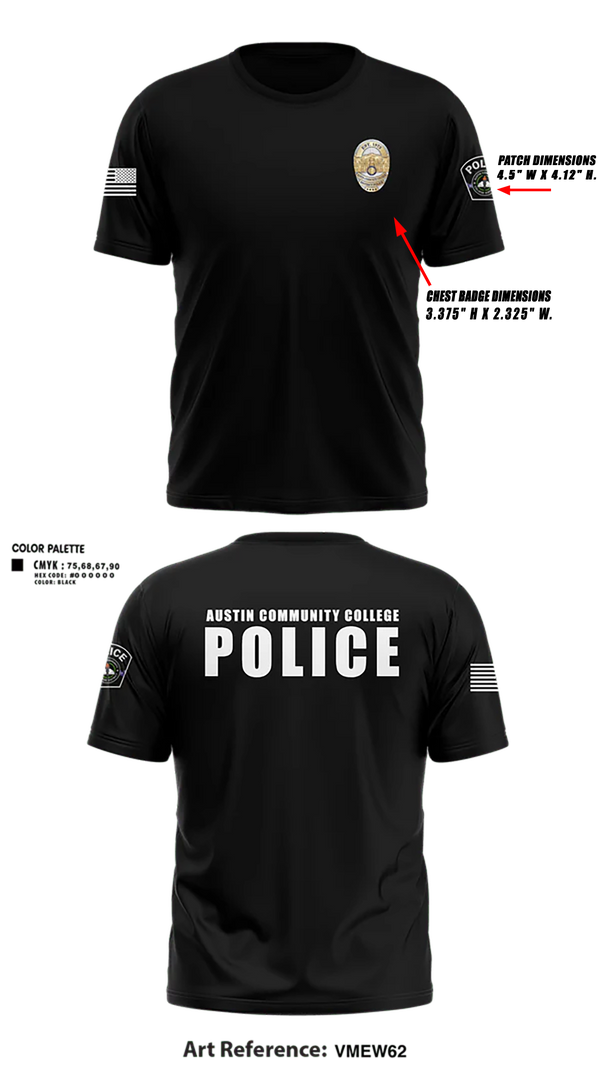 Austin Community College District Police Department 2142523 Old School Cotton Feel Shirt - 9