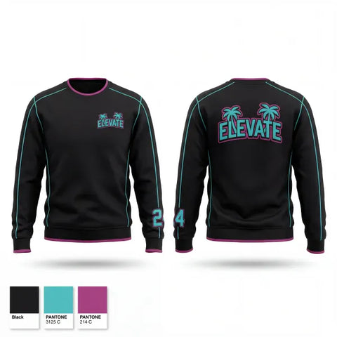 Crew Neck Sweatshirt, West coast elevate, Baseball, Teamtime, Team time, sublimation, custom sports apparel, team uniforms, spirit wear, spiritwear, sports uniforms, custom shirts, team store, custom team store, fundraiser sports, apparel fundraiser