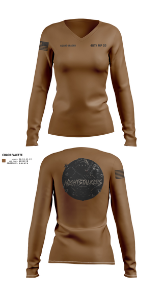 Womens Long Sleeve Vneck Shirt, 411TH MP CO, Army, Teamtime, Team time, sublimation, custom sports apparel, team uniforms, spirit wear, spiritwear, sports uniforms, custom shirts, team store, custom team store, fundraiser sports, apparel fundraiser