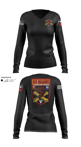 Womens Long Sleeve Vneck Shirt, 2-306th FAR, Army, Teamtime, Team time, sublimation, custom sports apparel, team uniforms, spirit wear, spiritwear, sports uniforms, custom shirts, team store, custom team store, fundraiser sports, apparel fundraiser