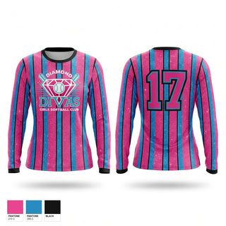 Long Sleeve Performance Shirt, AZ DIAMOND DIVAS, Softball, Teamtime, Team time, sublimation, custom sports apparel, team uniforms, spirit wear, spiritwear, sports uniforms, custom shirts, team store, custom team store, fundraiser sports, apparel fundraiser
