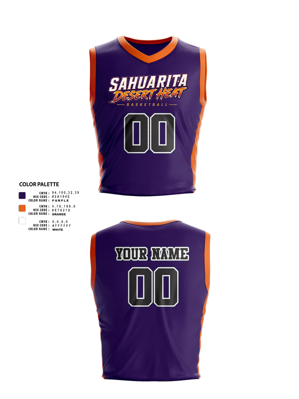 Mens Basketball Jersey, Sahuarita Desert Heat, Men's Basketball, Teamtime, Team time, sublimation, custom sports apparel, team uniforms, spirit wear, spiritwear, sports uniforms, custom shirts, team store, custom team store, fundraiser sports, apparel fundraiser