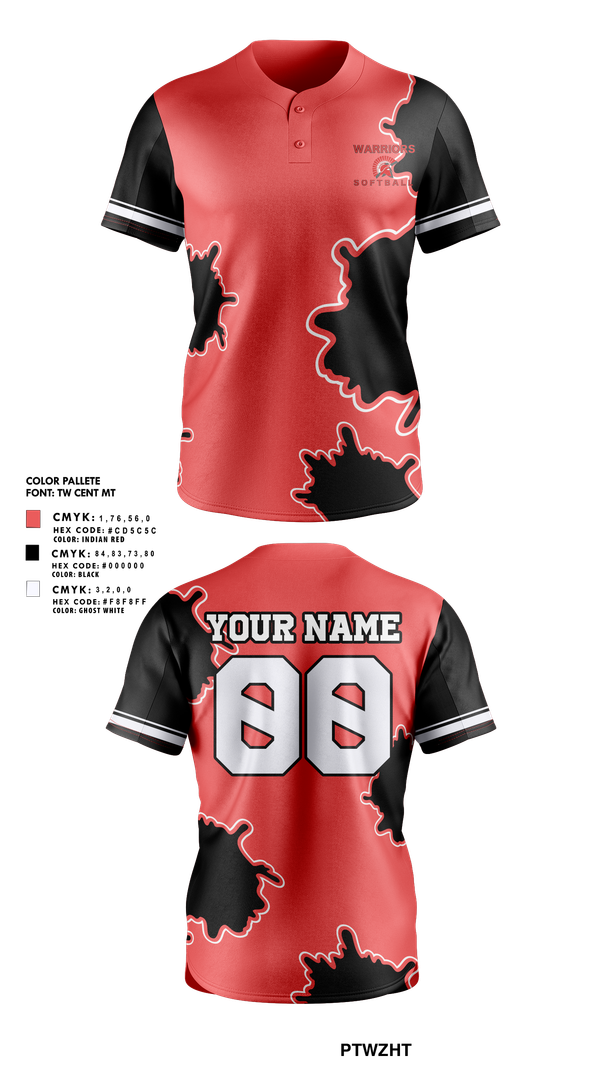 Full Button Softball Jersey, Warriors, Softball, Teamtime, Team time, sublimation, custom sports apparel, team uniforms, spirit wear, spiritwear, sports uniforms, custom shirts, team store, custom team store, fundraiser sports, apparel fundraiser