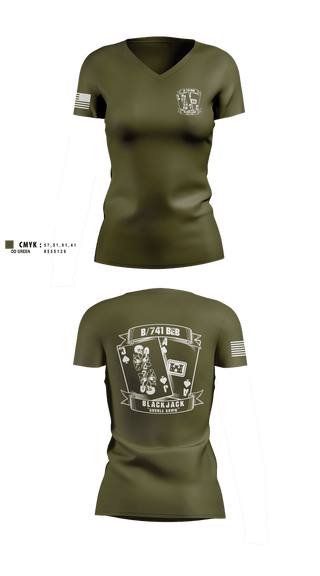 Womens Short Sleeve Vneck Shirt, B/741BEB, Army, Teamtime, Team time, sublimation, custom sports apparel, team uniforms, spirit wear, spiritwear, sports uniforms, custom shirts, team store, custom team store, fundraiser sports, apparel fundraiser