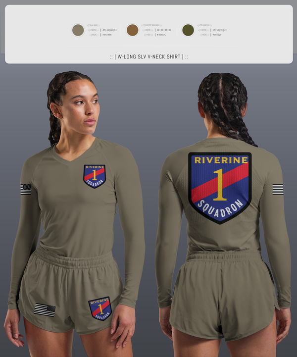 Womens Long Sleeve Vneck Shirt, Riverine Squadron One, , Teamtime, Team time, sublimation, custom sports apparel, team uniforms, spirit wear, spiritwear, sports uniforms, custom shirts, team store, custom team store, fundraiser sports, apparel fundraiser