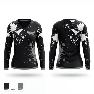 Womens Long Sleeve Vneck Shirt, Diamond Hawks, Softball, Teamtime, Team time, sublimation, custom sports apparel, team uniforms, spirit wear, spiritwear, sports uniforms, custom shirts, team store, custom team store, fundraiser sports, apparel fundraiser