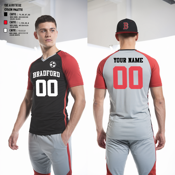 Mens Soccer Jersey, Bradford Boys Soccer, Men's Soccer, Teamtime, Team time, sublimation, custom sports apparel, team uniforms, spirit wear, spiritwear, sports uniforms, custom shirts, team store, custom team store, fundraiser sports, apparel fundraiser