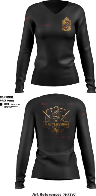 Womens Long Sleeve Vneck Shirt, Battleborn, Army, Teamtime, Team time, sublimation, custom sports apparel, team uniforms, spirit wear, spiritwear, sports uniforms, custom shirts, team store, custom team store, fundraiser sports, apparel fundraiser