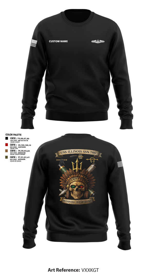 Crew Neck Sweatshirt, USS Illinois (SSN 786), , Teamtime, Team time, sublimation, custom sports apparel, team uniforms, spirit wear, spiritwear, sports uniforms, custom shirts, team store, custom team store, fundraiser sports, apparel fundraiser
