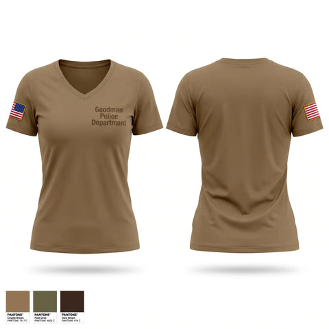 Womens Short Sleeve Vneck Shirt, Goodman Police Department, Police, Teamtime, Team time, sublimation, custom sports apparel, team uniforms, spirit wear, spiritwear, sports uniforms, custom shirts, team store, custom team store, fundraiser sports, apparel fundraiser