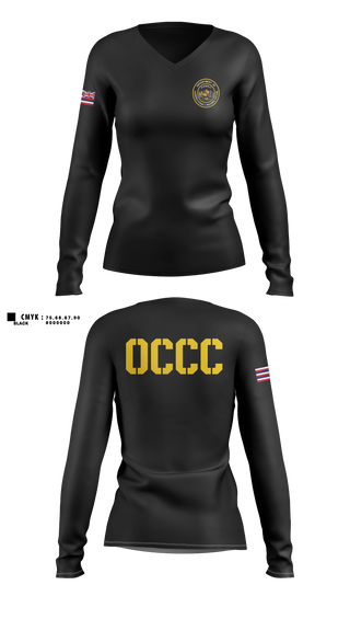 Womens Long Sleeve Vneck Shirt, OCCC, Police, Teamtime, Team time, sublimation, custom sports apparel, team uniforms, spirit wear, spiritwear, sports uniforms, custom shirts, team store, custom team store, fundraiser sports, apparel fundraiser