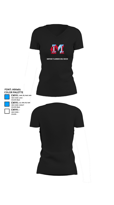 Monterey Plainsmen Girls Soccer 65862405 Women's Short Sleeve V-neck Shirt - 37