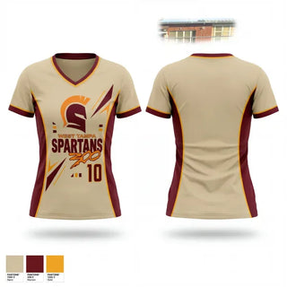 Womens Short Sleeve Vneck Shirt, West Tampa Spartans, , Teamtime, Team time, sublimation, custom sports apparel, team uniforms, spirit wear, spiritwear, sports uniforms, custom shirts, team store, custom team store, fundraiser sports, apparel fundraiser