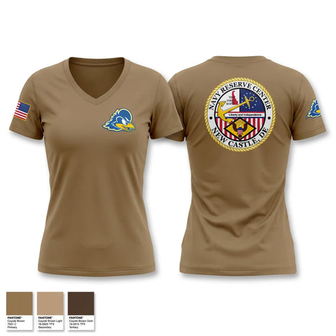 Womens Short Sleeve Vneck Shirt, Navy Reserve Center Delaware, Navy, Teamtime, Team time, sublimation, custom sports apparel, team uniforms, spirit wear, spiritwear, sports uniforms, custom shirts, team store, custom team store, fundraiser sports, apparel fundraiser