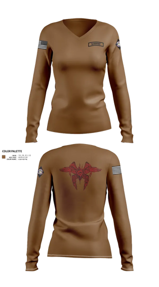 Womens Long Sleeve Vneck Shirt, Blackfoot 2nd platoon, , Teamtime, Team time, sublimation, custom sports apparel, team uniforms, spirit wear, spiritwear, sports uniforms, custom shirts, team store, custom team store, fundraiser sports, apparel fundraiser