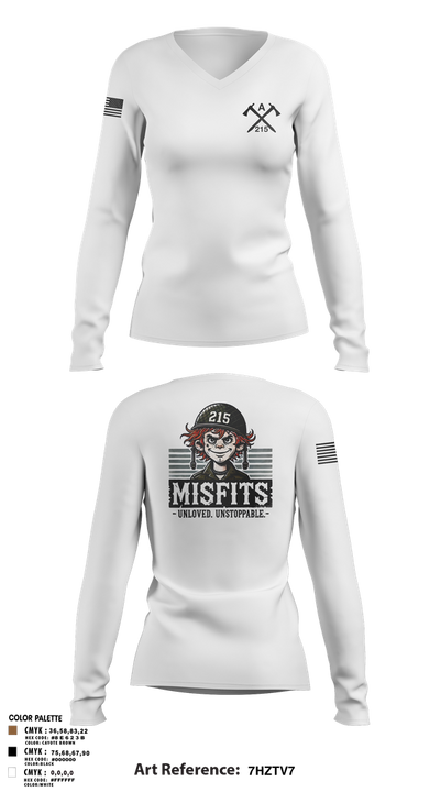 CAT 215 64417206 Women's Long Sleeve V-neck Shirt - 6
