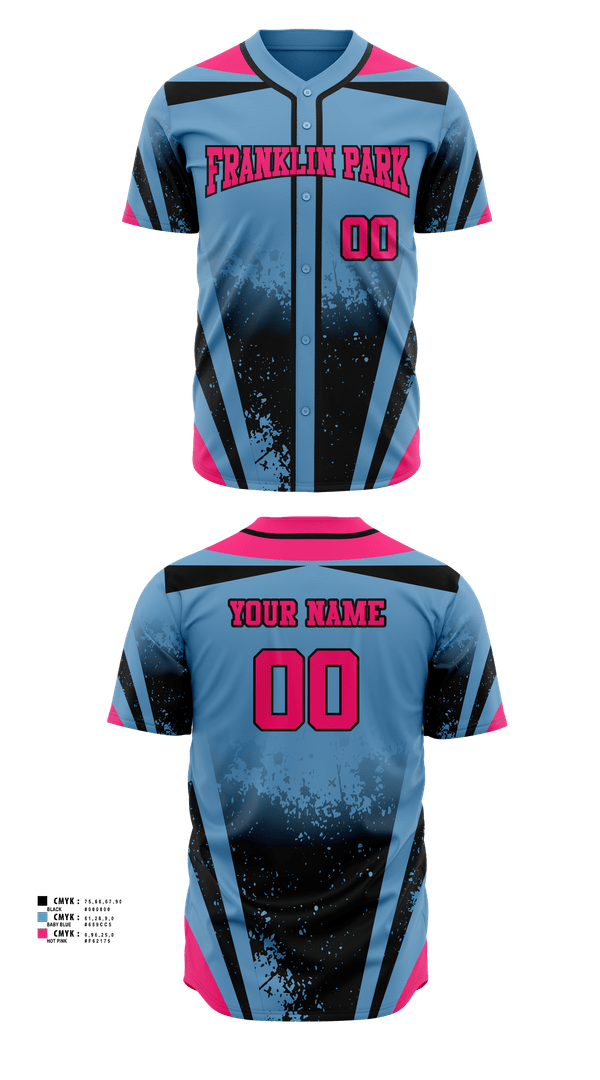 Full Button Baseball Jersey, Franklin Park Vipers, Baseball, Teamtime, Team time, sublimation, custom sports apparel, team uniforms, spirit wear, spiritwear, sports uniforms, custom shirts, team store, custom team store, fundraiser sports, apparel fundraiser