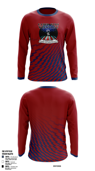 Long Sleeve Performance Shirt, Camel Kids Wrestling, Wrestling, Teamtime, Team time, sublimation, custom sports apparel, team uniforms, spirit wear, spiritwear, sports uniforms, custom shirts, team store, custom team store, fundraiser sports, apparel fundraiser