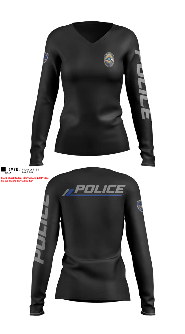 Womens Long Sleeve Vneck Shirt, GENERIC TEXAS POLICE OFFICER, Police, Teamtime, Team time, sublimation, custom sports apparel, team uniforms, spirit wear, spiritwear, sports uniforms, custom shirts, team store, custom team store, fundraiser sports, apparel fundraiser