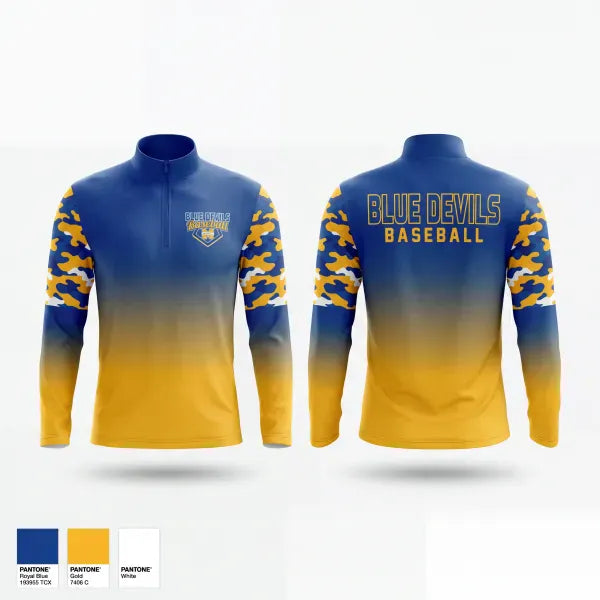 Quarter Zip Jacket, Mathews Blue Devils, Baseball, Teamtime, Team time, sublimation, custom sports apparel, team uniforms, spirit wear, spiritwear, sports uniforms, custom shirts, team store, custom team store, fundraiser sports, apparel fundraiser