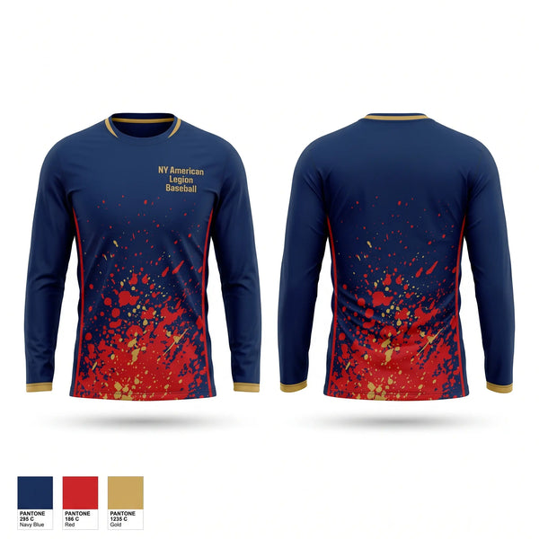 Long Sleeve Performance Shirt, NY American Legion Baseball, Baseball, Teamtime, Team time, sublimation, custom sports apparel, team uniforms, spirit wear, spiritwear, sports uniforms, custom shirts, team store, custom team store, fundraiser sports, apparel fundraiser