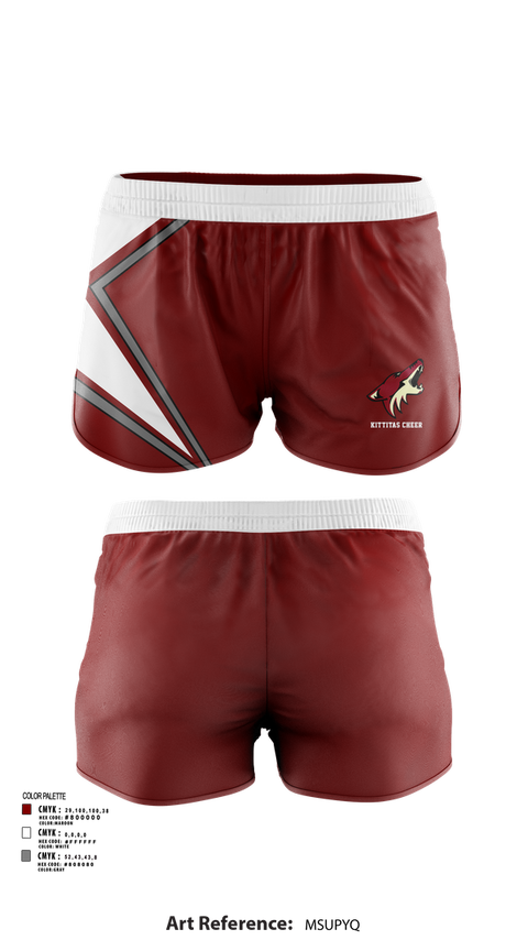 Womens Shorts, Kittitas Cheer, Cheer, Teamtime, Team time, sublimation, custom sports apparel, team uniforms, spirit wear, spiritwear, sports uniforms, custom shirts, team store, custom team store, fundraiser sports, apparel fundraiser