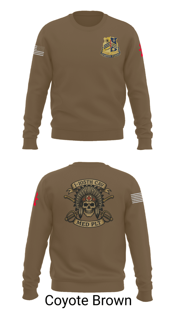 Crew Neck Sweatshirt, 1-105th cavalry, Army, Teamtime, Team time, sublimation, custom sports apparel, team uniforms, spirit wear, spiritwear, sports uniforms, custom shirts, team store, custom team store, fundraiser sports, apparel fundraiser