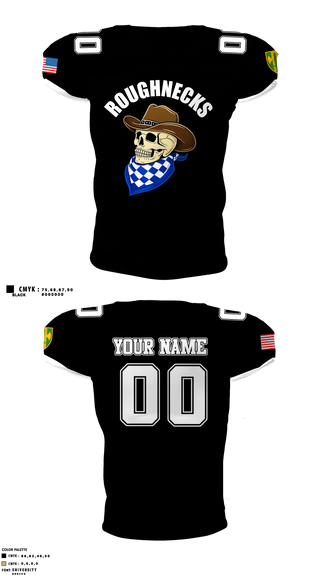Football Jersey, ROUGHNECKS- HHC, 18 MP BDE, Army, Teamtime, Team time, sublimation, custom sports apparel, team uniforms, spirit wear, spiritwear, sports uniforms, custom shirts, team store, custom team store, fundraiser sports, apparel fundraiser