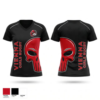 Womens Short Sleeve Vneck Shirt, Vienna Girls, Rugby, Teamtime, Team time, sublimation, custom sports apparel, team uniforms, spirit wear, spiritwear, sports uniforms, custom shirts, team store, custom team store, fundraiser sports, apparel fundraiser