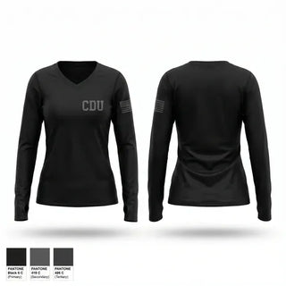 Womens Long Sleeve Vneck Shirt, CDU, Police, Teamtime, Team time, sublimation, custom sports apparel, team uniforms, spirit wear, spiritwear, sports uniforms, custom shirts, team store, custom team store, fundraiser sports, apparel fundraiser