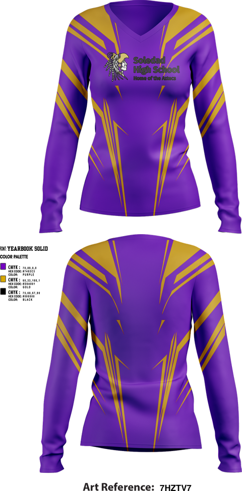 Womens Long Sleeve Vneck Shirt, Soledad High School Cheer, Cheer, Teamtime, Team time, sublimation, custom sports apparel, team uniforms, spirit wear, spiritwear, sports uniforms, custom shirts, team store, custom team store, fundraiser sports, apparel fundraiser