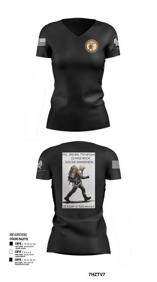 Womens Short Sleeve Vneck Shirt, FSC, 3RD BN, 7TH SFG(A), Army, Teamtime, Team time, sublimation, custom sports apparel, team uniforms, spirit wear, spiritwear, sports uniforms, custom shirts, team store, custom team store, fundraiser sports, apparel fundraiser