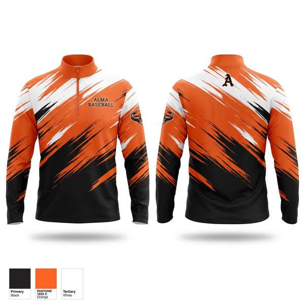 Quarter Zip Jacket, Alma, Baseball, Teamtime, Team time, sublimation, custom sports apparel, team uniforms, spirit wear, spiritwear, sports uniforms, custom shirts, team store, custom team store, fundraiser sports, apparel fundraiser