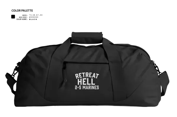 Duffle Bag, Retreat Hell 2-5 MarinesRetreat Hell 2-5 Marines, Marines, Teamtime, Team time, sublimation, custom sports apparel, team uniforms, spirit wear, spiritwear, sports uniforms, custom shirts, team store, custom team store, fundraiser sports, apparel fundraiser
