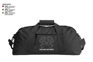 Duffle Bag, Uss San Antonio, Navy, Teamtime, Team time, sublimation, custom sports apparel, team uniforms, spirit wear, spiritwear, sports uniforms, custom shirts, team store, custom team store, fundraiser sports, apparel fundraiser