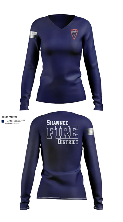 Shawnee Fire District 96623811 Women's Long Sleeve V-neck Shirt - 2