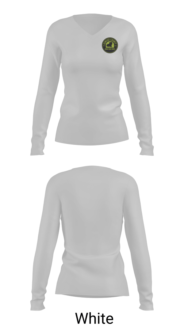 Womens Long Sleeve Vneck Shirt, Oswego County Drug Task Force, Police, Teamtime, Team time, sublimation, custom sports apparel, team uniforms, spirit wear, spiritwear, sports uniforms, custom shirts, team store, custom team store, fundraiser sports, apparel fundraiser