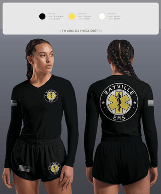 Womens Long Sleeve Vneck Shirt, Bayville EMS, , Teamtime, Team time, sublimation, custom sports apparel, team uniforms, spirit wear, spiritwear, sports uniforms, custom shirts, team store, custom team store, fundraiser sports, apparel fundraiser