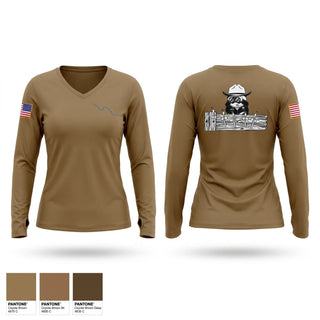 Womens Long Sleeve Vneck Shirt, 961st ECC, Army, Teamtime, Team time, sublimation, custom sports apparel, team uniforms, spirit wear, spiritwear, sports uniforms, custom shirts, team store, custom team store, fundraiser sports, apparel fundraiser