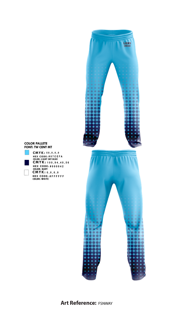 Sweatpants, Lions, Cheer, Teamtime, Team time, sublimation, custom sports apparel, team uniforms, spirit wear, spiritwear, sports uniforms, custom shirts, team store, custom team store, fundraiser sports, apparel fundraiser