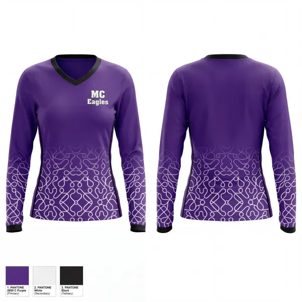Womens Long Sleeve Vneck Shirt, MC Eagles, Baseball, Teamtime, Team time, sublimation, custom sports apparel, team uniforms, spirit wear, spiritwear, sports uniforms, custom shirts, team store, custom team store, fundraiser sports, apparel fundraiser