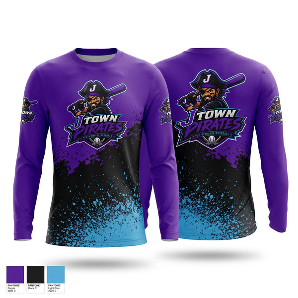 Long Sleeve Performance Shirt, J-Town Pirates, Baseball, Teamtime, Team time, sublimation, custom sports apparel, team uniforms, spirit wear, spiritwear, sports uniforms, custom shirts, team store, custom team store, fundraiser sports, apparel fundraiser
