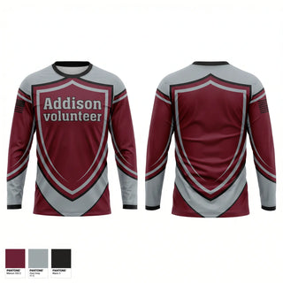 Long Sleeve Performance Shirt, Addison volunteer, Fire Department, Teamtime, Team time, sublimation, custom sports apparel, team uniforms, spirit wear, spiritwear, sports uniforms, custom shirts, team store, custom team store, fundraiser sports, apparel fundraiser