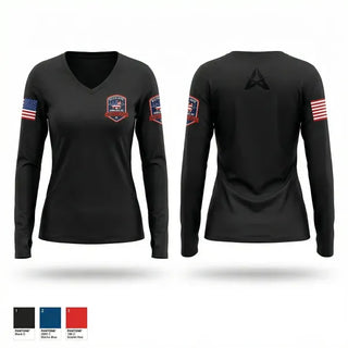 Womens Long Sleeve Vneck Shirt, Western Wayne Ambulance, EMS/EMT, Teamtime, Team time, sublimation, custom sports apparel, team uniforms, spirit wear, spiritwear, sports uniforms, custom shirts, team store, custom team store, fundraiser sports, apparel fundraiser