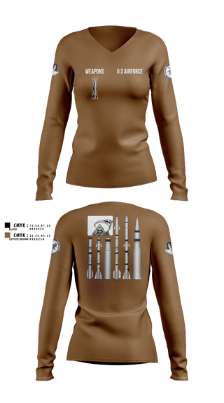 Womens Long Sleeve Vneck Shirt, 144 FW, National Guard, Teamtime, Team time, sublimation, custom sports apparel, team uniforms, spirit wear, spiritwear, sports uniforms, custom shirts, team store, custom team store, fundraiser sports, apparel fundraiser