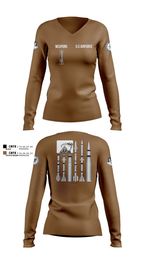 Womens Long Sleeve Vneck Shirt, 144 FW, National Guard, Teamtime, Team time, sublimation, custom sports apparel, team uniforms, spirit wear, spiritwear, sports uniforms, custom shirts, team store, custom team store, fundraiser sports, apparel fundraiser