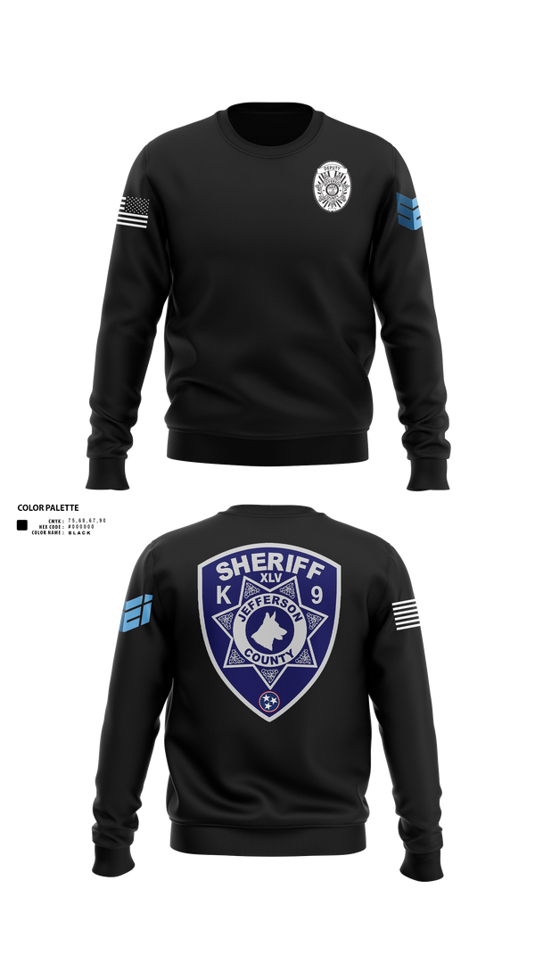 Crew Neck Sweatshirt, Jefferson County Sheriff's Office K-9 Unit, Police, Teamtime, Team time, sublimation, custom sports apparel, team uniforms, spirit wear, spiritwear, sports uniforms, custom shirts, team store, custom team store, fundraiser sports, apparel fundraiser