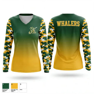 Womens Long Sleeve Vneck Shirt, Whalers, Wrestling, Teamtime, Team time, sublimation, custom sports apparel, team uniforms, spirit wear, spiritwear, sports uniforms, custom shirts, team store, custom team store, fundraiser sports, apparel fundraiser