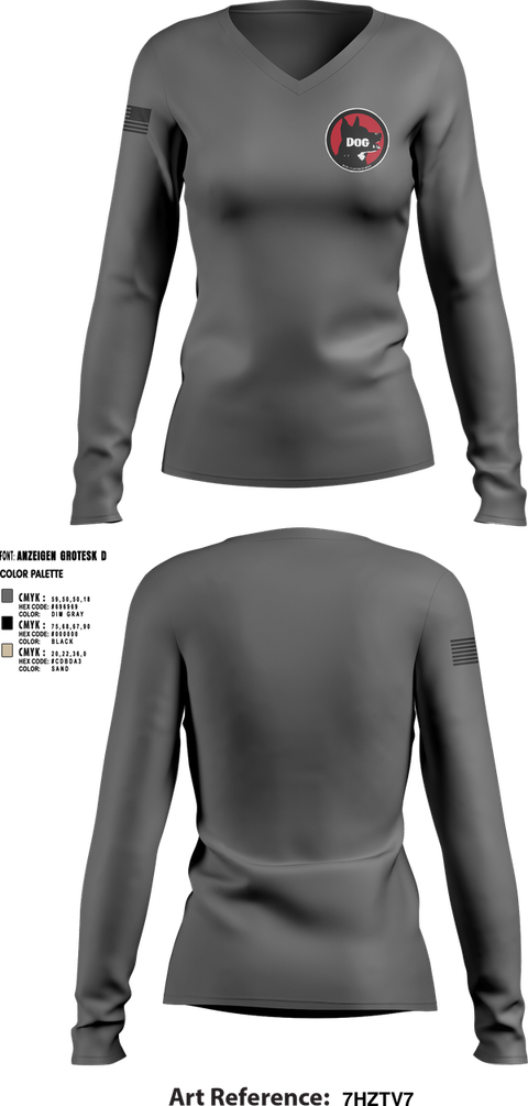 Womens Long Sleeve Vneck Shirt, Dog Company, , Teamtime, Team time, sublimation, custom sports apparel, team uniforms, spirit wear, spiritwear, sports uniforms, custom shirts, team store, custom team store, fundraiser sports, apparel fundraiser