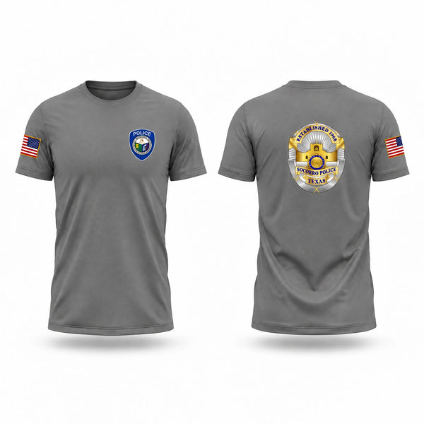 Old School Cotton Feel Shirt, Socorro Police Department, Police, Teamtime, Team time, sublimation, custom sports apparel, team uniforms, spirit wear, spiritwear, sports uniforms, custom shirts, team store, custom team store, fundraiser sports, apparel fundraiser